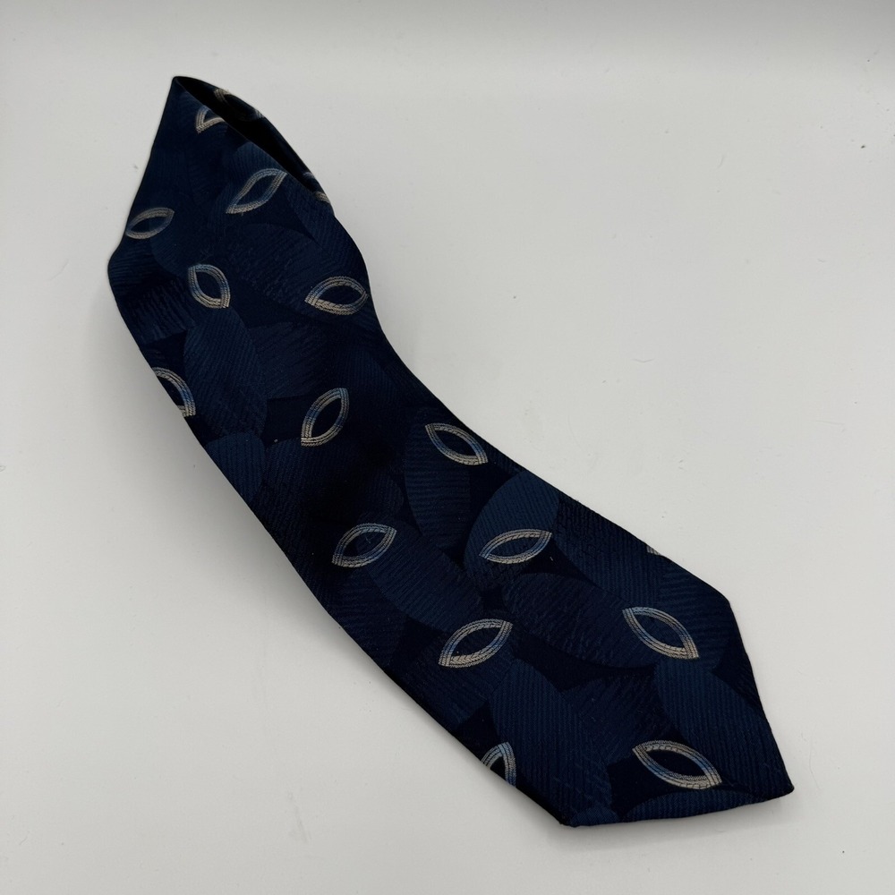 Stringbeans Blue Geometric Pattern Tie 100% Polyester‎ Retro Office Style